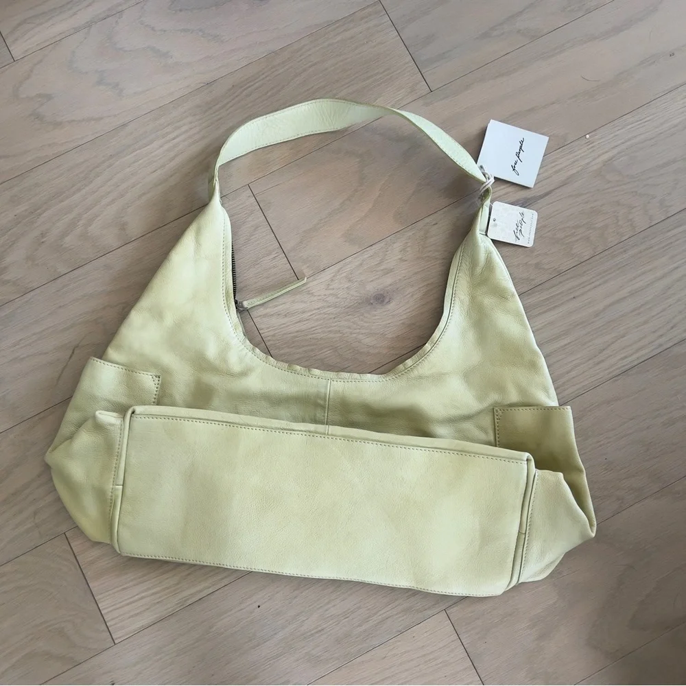 Free People Pale Yellow Leather Hobo Bag